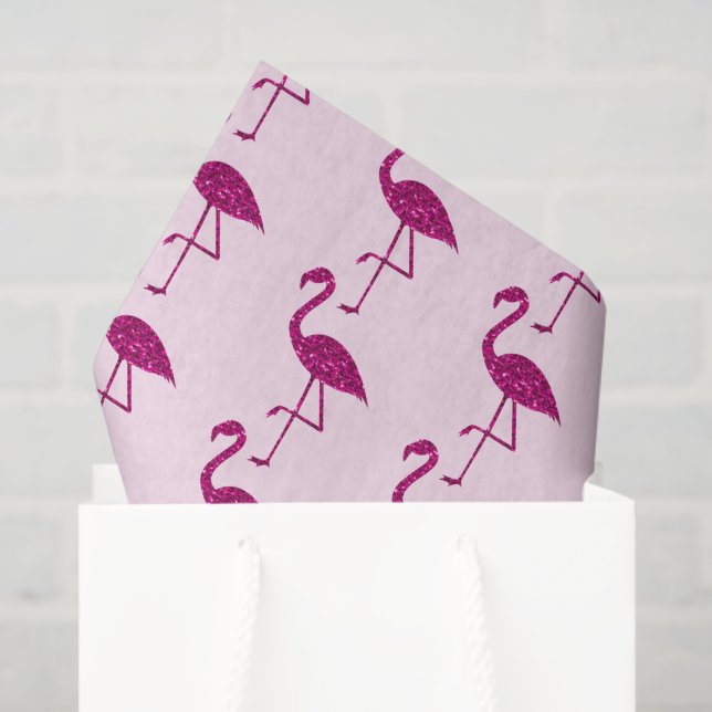 Sparkly flamingo Pink glitter pattern pink Tissue Paper (Gift Bag)