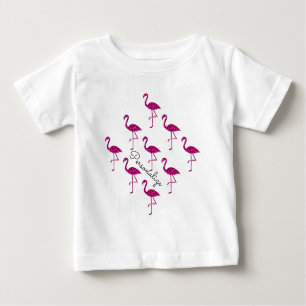 Sparkly flamingo Pink glitter sparkles Personalise Baby T-Shirt