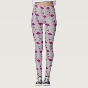 Sparkly flamingo Pink sparkles pattern grey Leggings