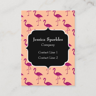 Sparkly flamingo Pink sparkles pattern Monogram Business Card
