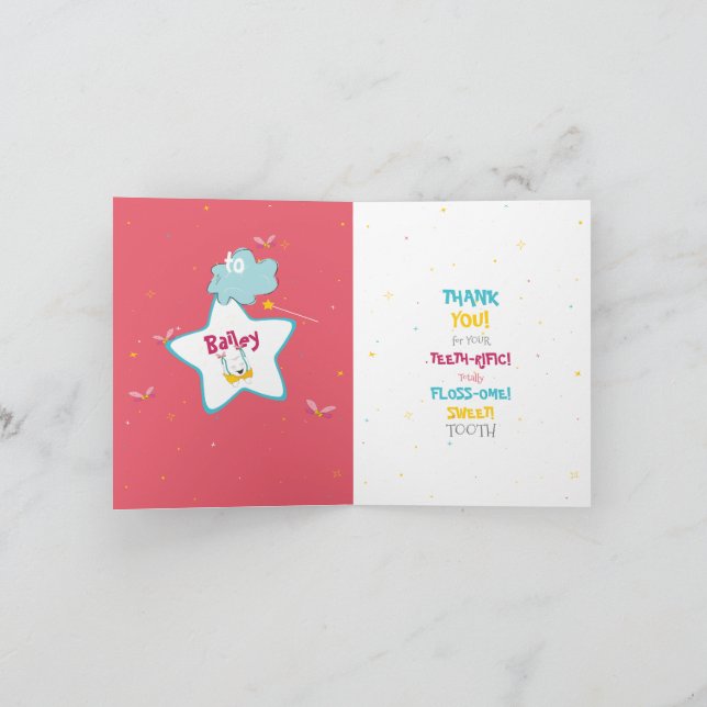 Sparkly Fun Funny Tooth Fairy Thank You  Card (Inside)