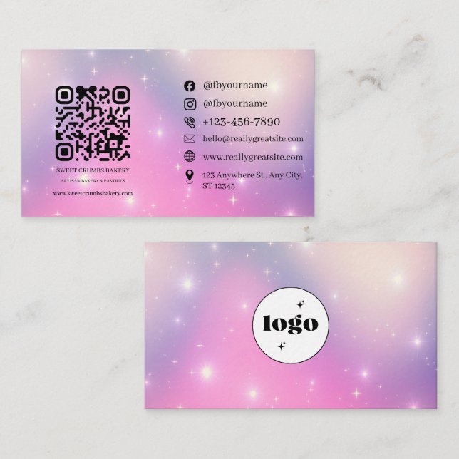 Sparkly Galaxy Bakery Business Card Template (Front/Back)