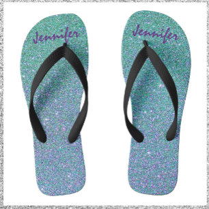Sparkly Glitter Blue Green & Purple Jandals