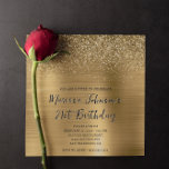Sparkly Glitter Gold Foil 21st Birthday Invitation<br><div class="desc">A glamourous 21st birthday square shaped invitation for her. Faux sparkly gold and black glitter against a faux brushed metal foil. All the glitter and sparkle elements in this modern girly design are digital graphics that print like a photo. If you change the font colour, check the drop shadow settings....</div>