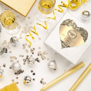 Sparkly Glitter Gold Kiss Lips Love &Thanks Girly Heart Sticker