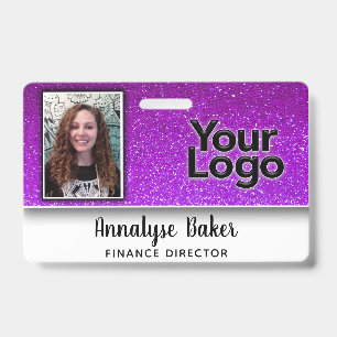 Sparkly Glitter Professional CNA Nurse Photo Name ID Badge