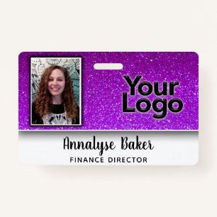 Sparkly Glitter Professional CNA Nurse Photo Name ID Badge