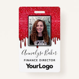 Sparkly Glitter Professional CNA Nurse Photo Name  ID Badge