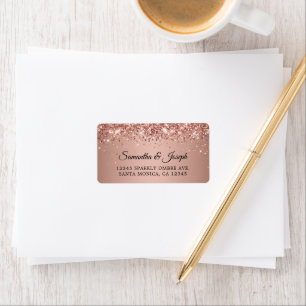 Sparkly Glittery Rose Gold Gradient Wedding Label