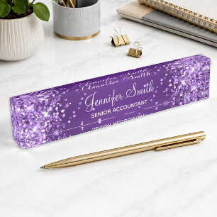 Sparkly Glittery Royal Purple Gradient Nameplate