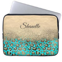 Sparkly Glittery Turquoise Leopard