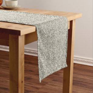 Sparkly Glitzy Silver Glitter Short Table Runner