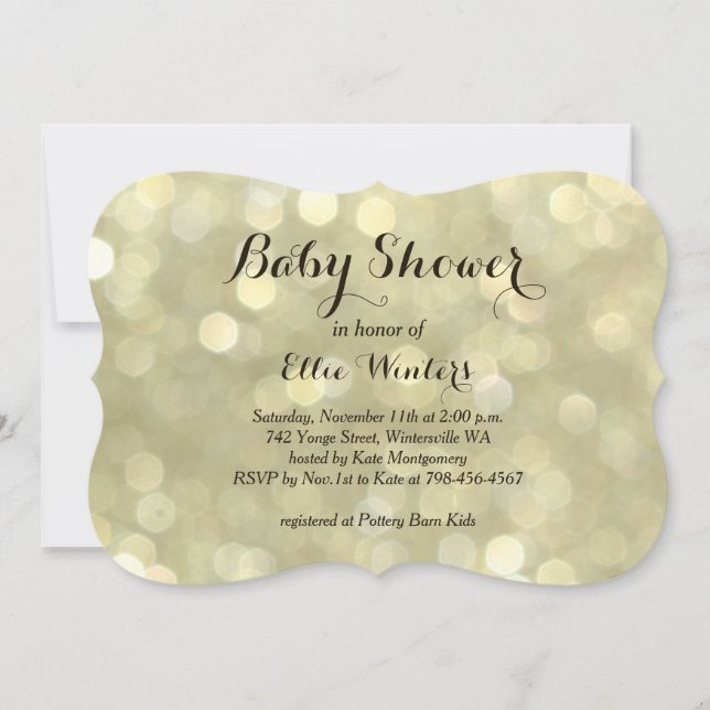 Sparkly Gold Baby Shower Invitation (Front)