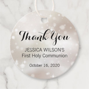 Sparkly Gold Celestial First Holy Communion Favour Tags
