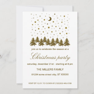 Sparkly gold Christmas Holiday Party Invitation