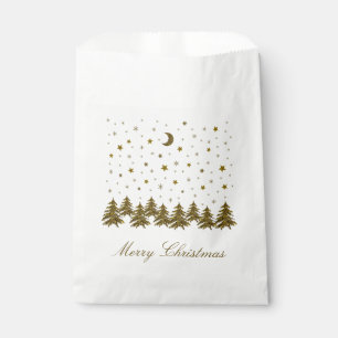 Sparkly gold Christmas tree, moon, stars Christmas Favour Bags