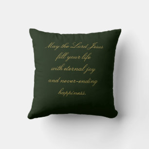 Sparkly gold Christmas tree on green Christmas Cushion