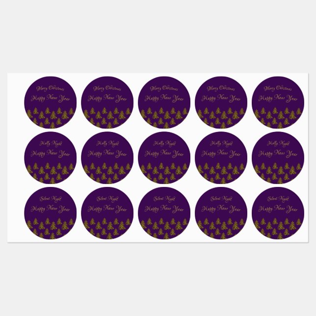 Sparkly gold Christmas tree on purple Christmas (Sheet)
