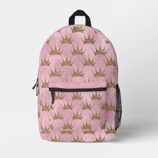 Sparkly Gold Crown   Printed Backpack (Front)
