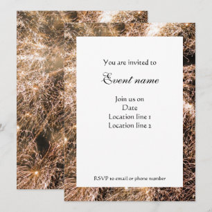 Sparkly gold fireworks Abstract Invitation