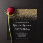 Sparkly Gold Glitter Black 21st Birthday Invitation<br><div class="desc">A glamourous 21st birthday square shaped invitation for her. 
Faux sparkly gold and black glitter against a solid black background. 
All the glitter and sparkle elements in this modern girly design are digital graphics that print like a photo.
If you change the font colour,  check the drop shadow settings.</div>