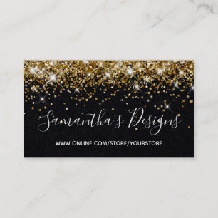 Sparkly Gold Glitter Online Store Premium Black Business Card
