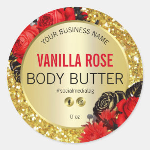 Sparkly Gold Glitter Product Labels