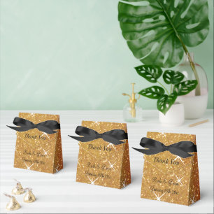 Sparkly gold glitter ritzy wedding party favour bo box