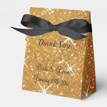Sparkly gold glitter ritzy wedding party favour bo