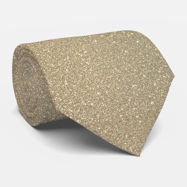 Sparkly Gold Golden Glitter Glittery Pattern Gift  Tie (Rolled)