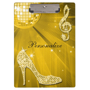 Sparkly Gold Music Note & Stiletto Heel Clipboard