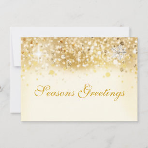 Sparkly Golden Holiday Christmas Invitation Card