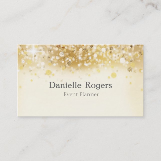 Sparkly Golden Lights Glam Elegant Business Card (Front)