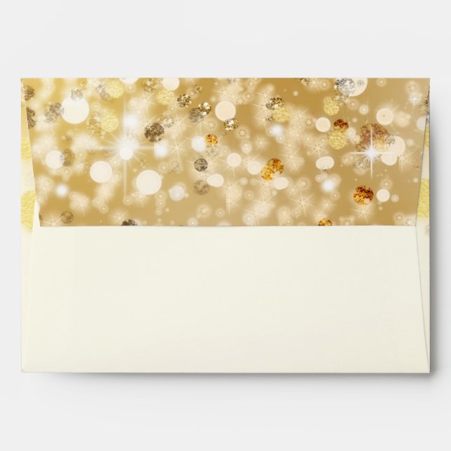 Sparkly Golden Lights Holiday Christmas Envelope (Back (Top Flap))