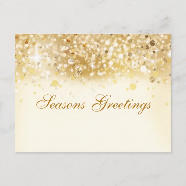 Sparkly Golden Lights Holiday Christmas Postcard (Front)