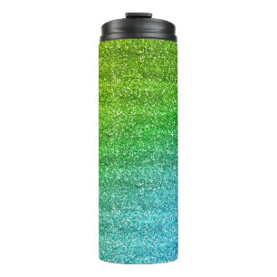 Sparkly Green & Blue Gradient Glitter Thermal Tumbler