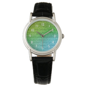 Sparkly Green & Blue Gradient Glitter Watch