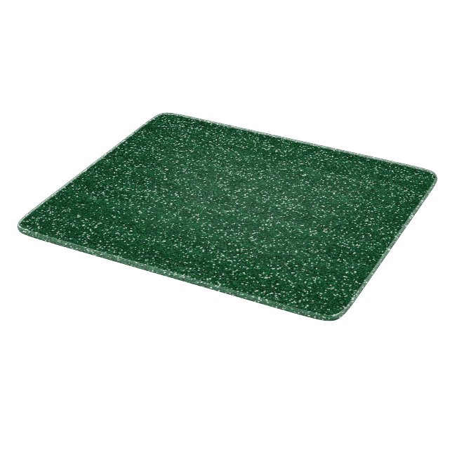 Sparkly Green & Silver Glitter Cutting Board (Corner)