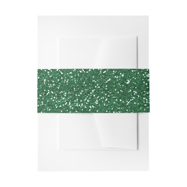 Sparkly Green & Silver Glitter Invitation Belly Band (Front Example)