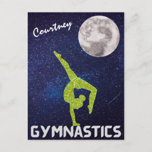 Sparkly Gymnast in Space by the Moon Postcard