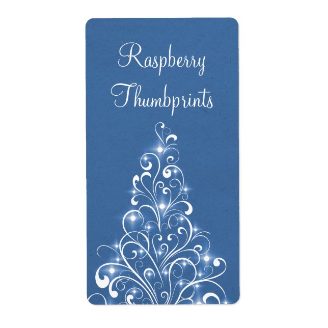 Sparkly Holiday Tree Baking Labels, Blue (Front)