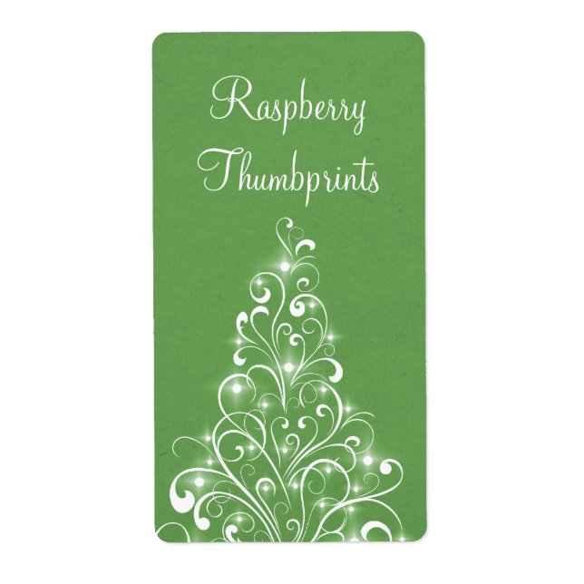 Sparkly Holiday Tree Baking Labels, Green (Front)
