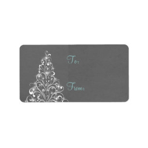 Sparkly Holiday Tree Gift Tags, Grey Label