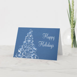 Sparkly Holiday Tree Greeting Card, Royal Blue Card