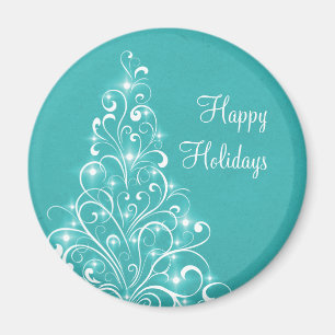 Sparkly Holiday Tree Magnet, Aqua Magnet
