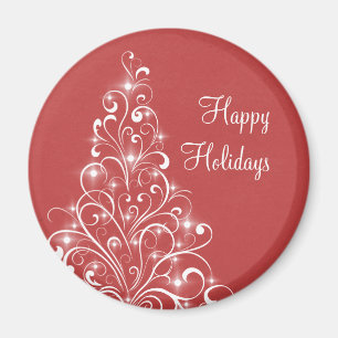 Sparkly Holiday Tree Magnet, Red Magnet