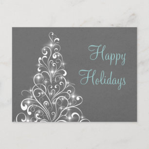 Sparkly Holiday Tree Postcard, Dark Grey Postcard