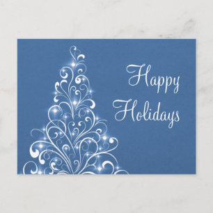 Sparkly Holiday Tree Postcard, Royal Blue Postcard