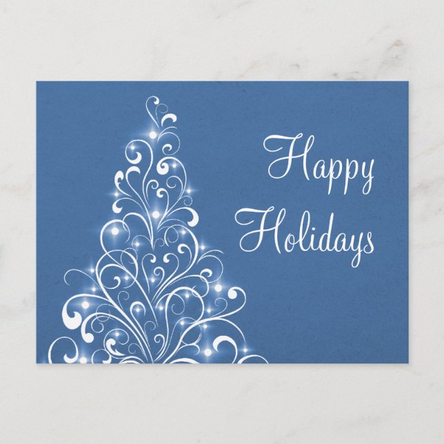 Sparkly Holiday Tree Postcard, Royal Blue Postcard (Front)