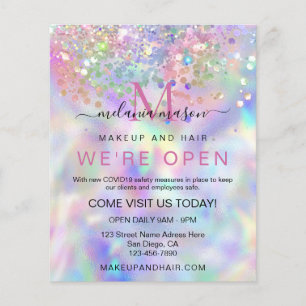 Sparkly Holographic Glitter Elegant Makeup Artist Flyer